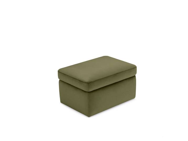 Pouf conteneur fabriqué en Italie en velours vert modèle 75x45 cm