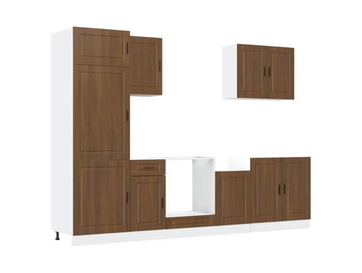 fsahslih 7-TLG Küchenschrank-Set Porto Braun Eichen-Optik Holzwerkstoff Modulares Design für die Küche mit verstellbaren Füßen, reichlich Stauraum und robuster Pflegeleichtigkeit.