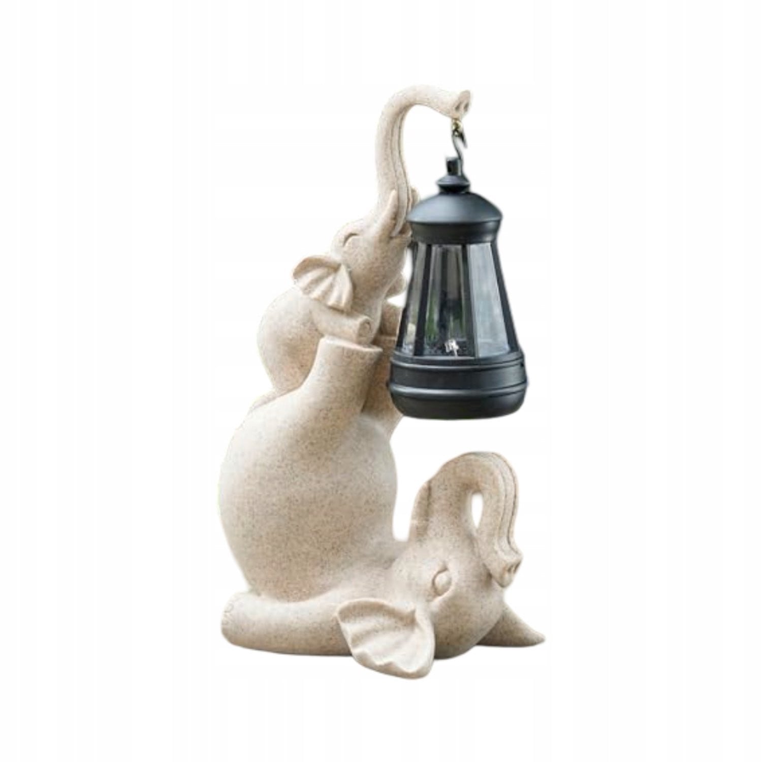 Beige Zonne-energie Olifant Figuur Tuindecoratie met LED Lamp