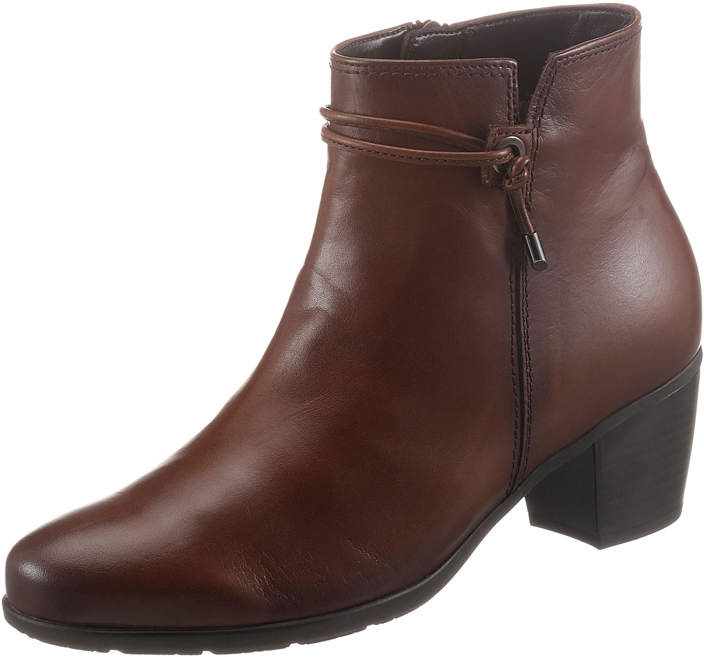 Stiefelette GABOR, Damen, Gr. 38, Textil, braun (cognac), Kalbsleder, used, Schuhe Stiefelette, Trichterabsatz, Ankleboots mit Hovercraft Luftkammer-Laufsohle