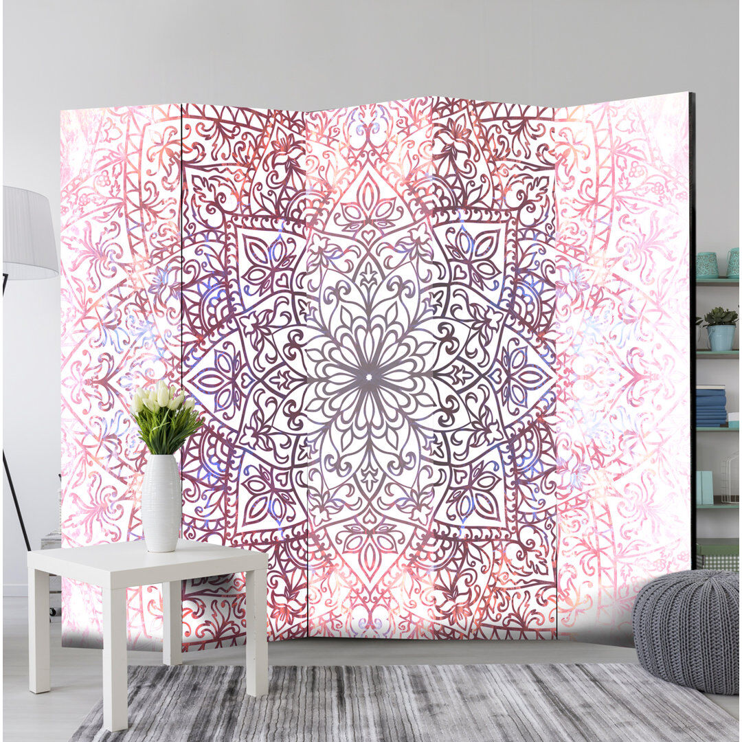 World Menagerie Isla 172 cm H Solid Wood Folding Room Divider Pink 172cm H X 225cm W X 3cm D