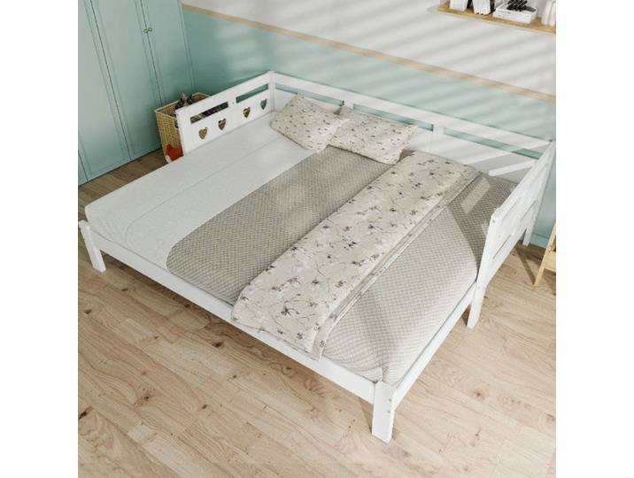 Lit gigogne - LANGTU - WF308911AAW - 90 x 190 cm - Pin massif - Lit en forme de cœur
