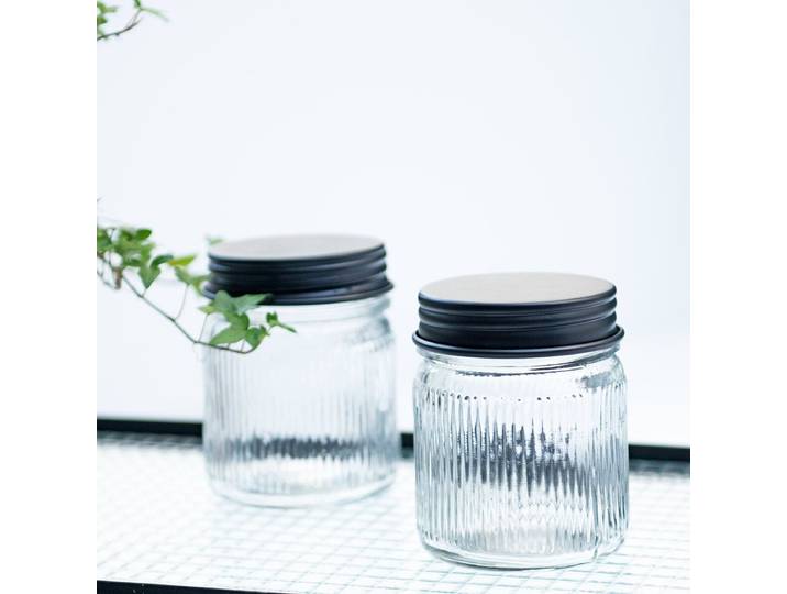 Set de 2 bocaux en verre et laiton noir Chaumont