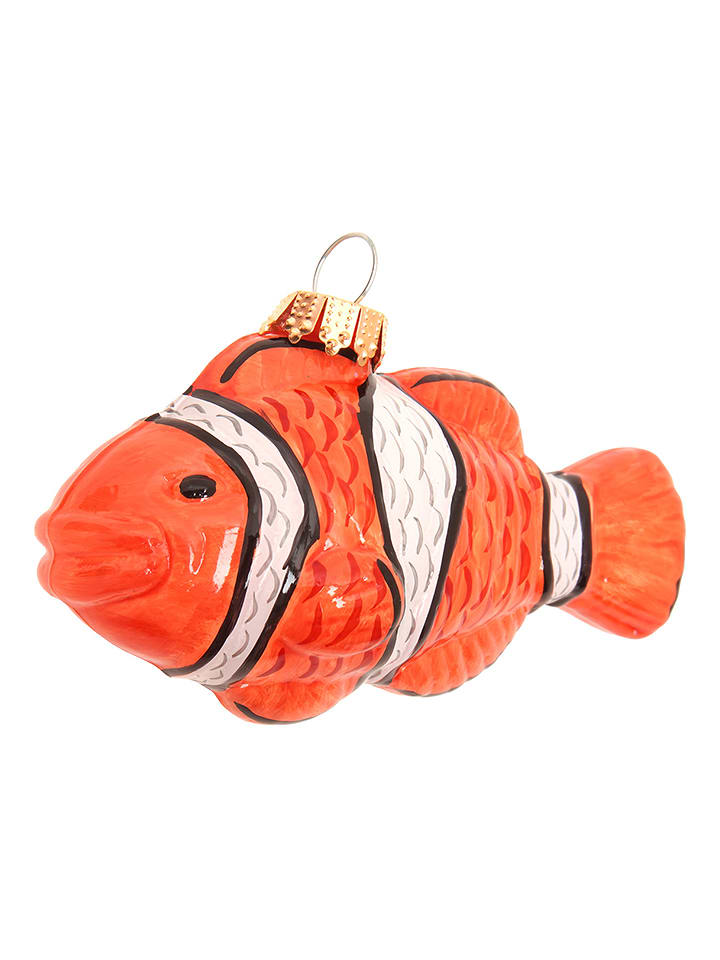 Krebs Glas Lauscha Christbaumornament "Clownfisch" in Orange - (B)8 cm - onesize