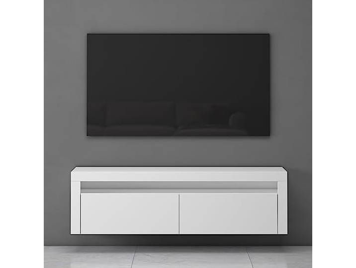Mai & Mai Fernsehschrank Hängend TV Schrank Lowboard mit 2 Soft-Close Türen Fernsehtisch mit viel Stauraum, matt Weiß, TV Board für Wohnzimmer, Wandmontage, BTH:160x40x46cm, TV Möbel, Fernsehschrank01