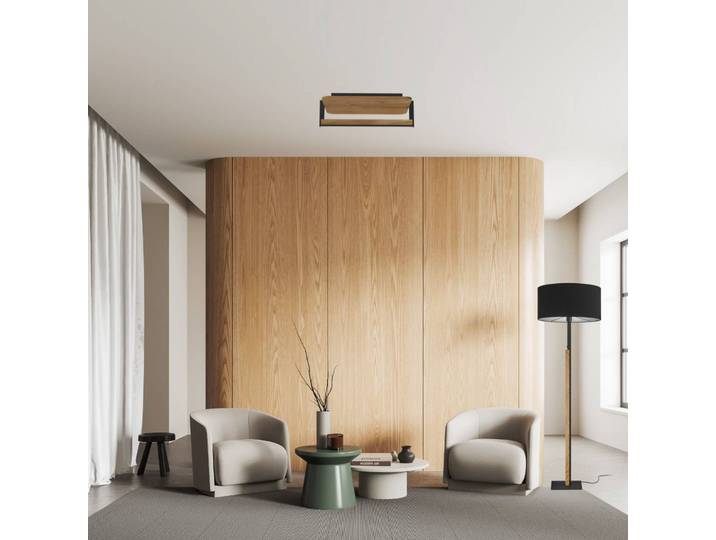 Buschwerk Deckenleuchte Arian, dimmbar, Holz hell, für Wohn- / Esszimmer, Metall, Modern, Deckenlampe