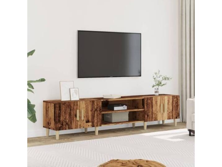 HEFZGDB TV-Schrank Altholz-Optik 180x31,5x40 cm Holzwerkstoff mit 4 Fächern und 4 Türen, Stauraum Lösung, Wohnzimmer Möbel, Elegantes Design, langlebiges Material, stabile Holzbeine,