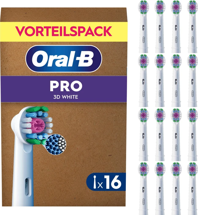 Oral-B Pro 3D White 16er , Aufsteckbürste weiß