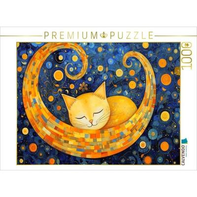 CALVENDO Puzzle Katze im Stil von Gustav Klimt | 1000 Teile Lege-Größe 64x48cm Foto-Puzzle für glückliche Stunden