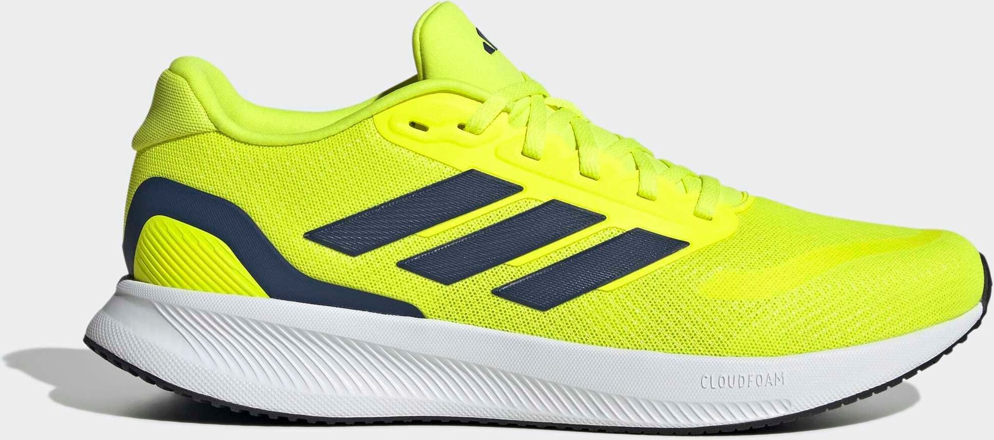 Laufschuh ADIDAS PERFORMANCE "RUNFALCON 5", Herren, Gr. 43, gelb (solar gelb, dunkelblau, ftwr weiß), Synthetik, Textil, Schuhe Laufschuh