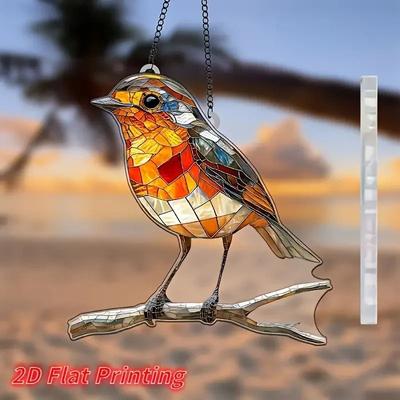 Uplift Essentials 2D Flat Acrylic Robin Sun Catcher (8x8 In) For Kitchen & Garden Wall Decor 2D Flat Acrylic Robin Sun Catcher (8x8 In) For Kitchen & Garden Wall Decor
