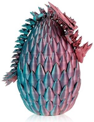 Uplift Picks 3D Printed Articulated Dragon Toy With Dragon Egg dark Green Pink