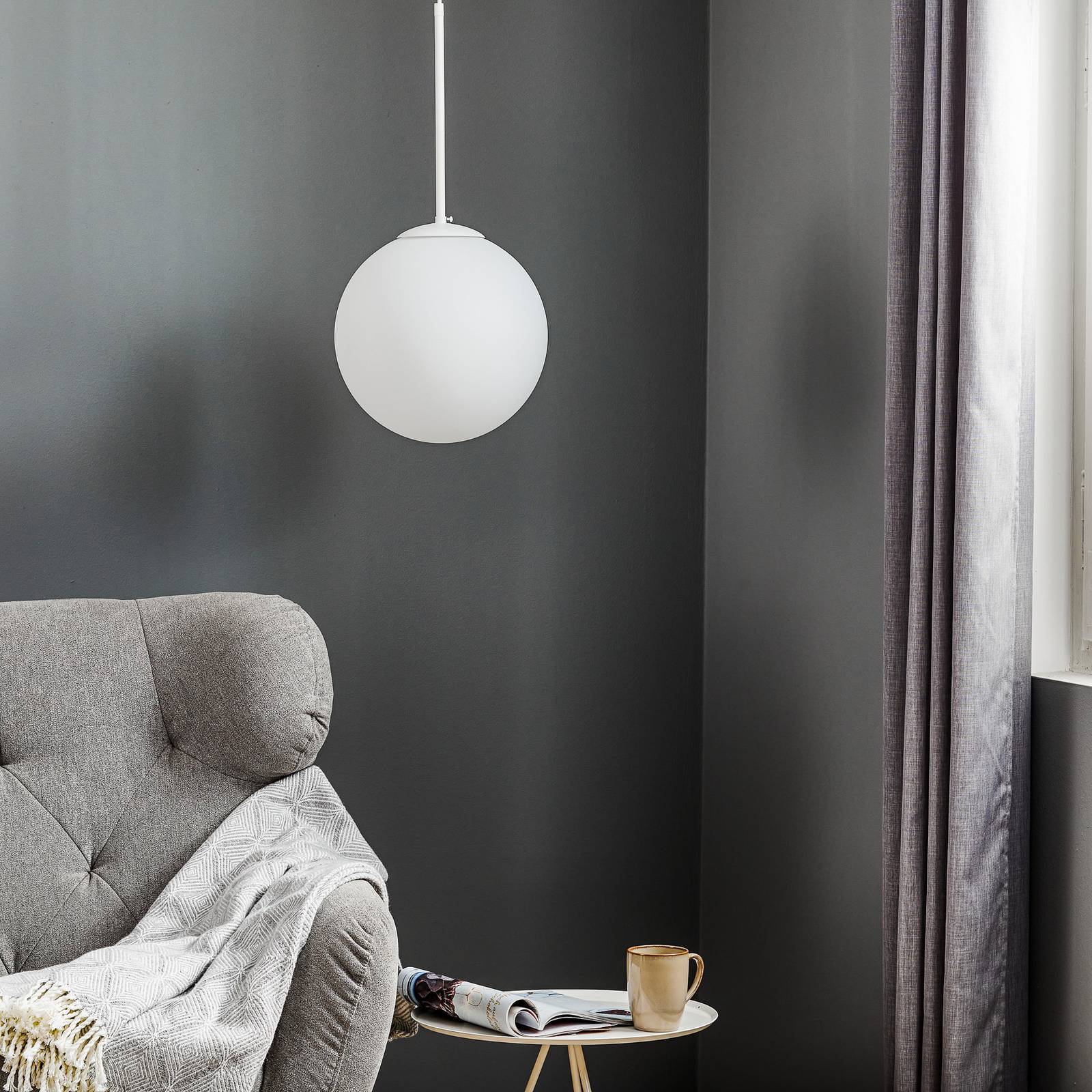 Hängeleuchte Dione ALDEX, dimmbar, weiß / opal, für Wohn- / Esszimmer, Glas, Modern, Kugellampe