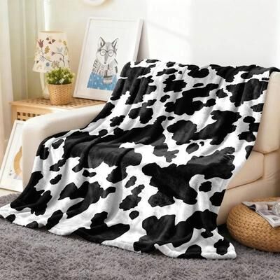 Uplift Picks Cow Print Flannel Throw Blanket Soft Lightweight All Season Blanket classic Holstein 150x200cm