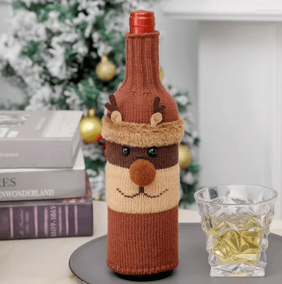 Inspire Picks Santa & Snowman Christmas Wine Bottle Cover Set christmas Elk 10x27cm