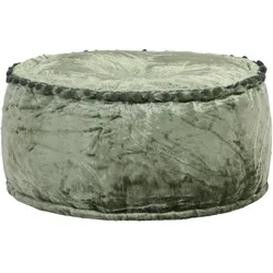 Décoshop26 - Runder Ottomanen-Fußhocker/Pouf 40 x 20 cm grüner Samt DEC030029 DEC030029