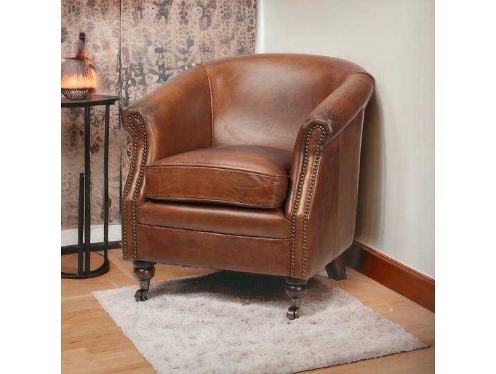 Fauteuil Chesterfield Churchill en Cuir - Cigare