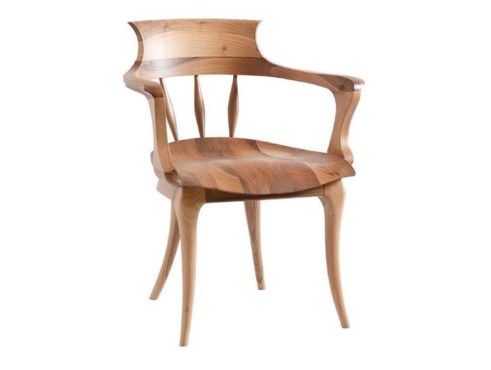 JVmoebel Esszimmerstuhl Eleganter Holzstuhl in Braun mit ergonomischer Form, Made in Europe