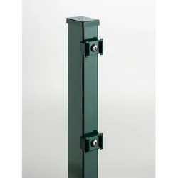 Pfosten Doppelstabmattenzaun mit Klemmplatten grün zum Einbetonieren, 1630 mm