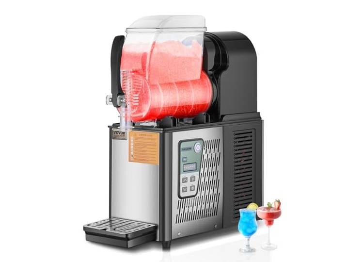 VEVOR kommerzielle Slusheis Maschine 4 L Einzeltank-Maschine für gefrorene Getränke, 16 Tassen Edelstahl Slusheis-Maschine mit Tastenfeld Softeis Maker für Partys Restaurants Cafés Bars schwarz