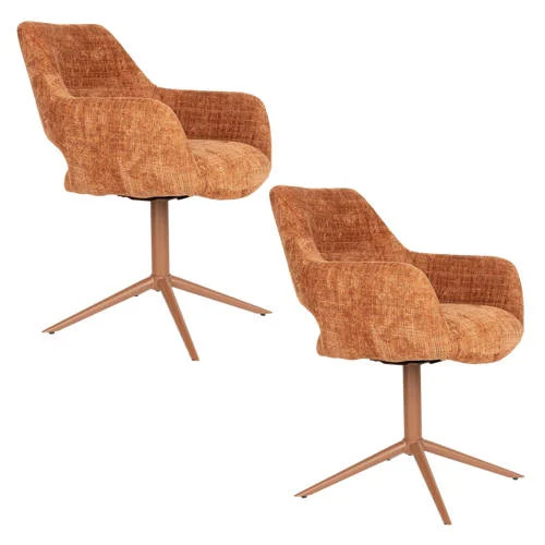 Housecraft Living Merel draaibare eetkamerstoelen met armleuningen - rood (set van 2)