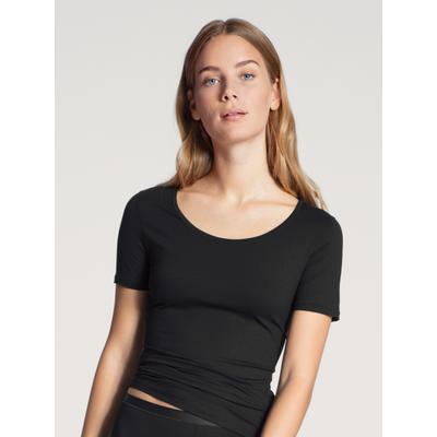 Unterziehshirt CALIDA "Natural Comfort", Damen, Gr. M (44/46), N-Gr, schwarz, Single Jersey, Obermaterial: 92% Baumwolle, 8% Elasthan, unifarben, normal, Rundhals, Unterhemden, mit Rundhals und reduzierter Pillingbildung