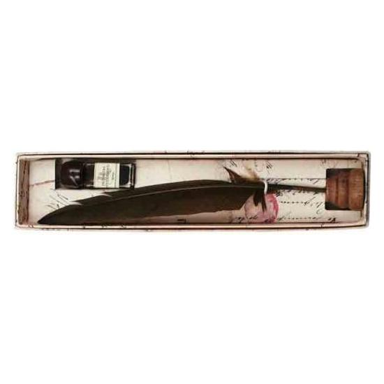 Rubinato Federhalter Gänsefeder schwarz ca. 16cm lang (1x) (RU-1001-01)