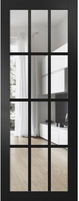 SARTODOORS Felicia 3355 Black Matte Wood Door Slab with Clear Glass