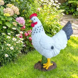 Relaxdays Gartenfigur Huhn Weiß,Rot,Schwarz