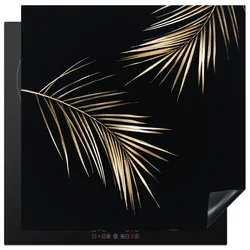 HERDABDECKPLATTE Blätter - Pflanzen - Gold - Schwarz - Luxus Induktionsmatte 78x78 cm