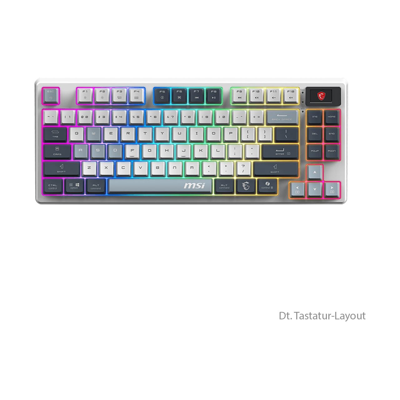 MSI FORGE GK600 TKL W SKY KTT Purple Star USB und Bluetooth Deutsch weiß/grau (kabellos)