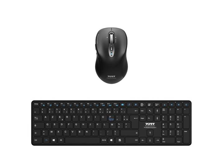 Port Designs 900907RFR, Sans fil, Bluetooth, AZERTY, Noir, Souris incluse