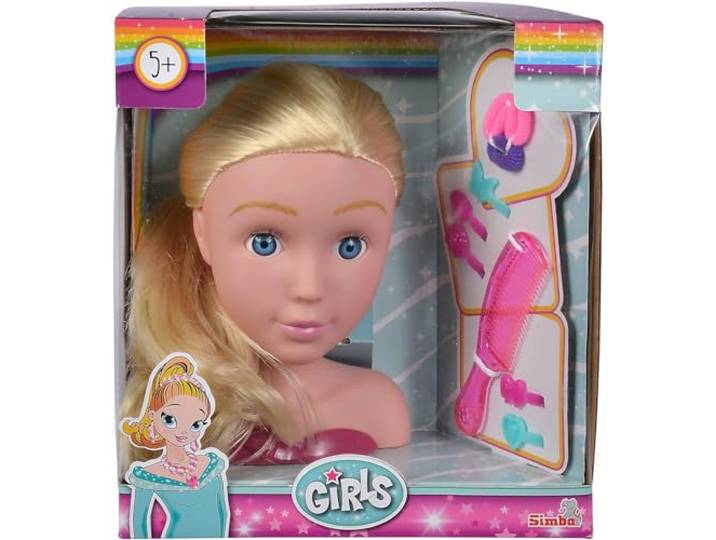 Simba 105560145 - Steffi Love Girls, met haaraccessoires, 10 stuks, H:19cm, kaphoofd, vanaf 5 jaar