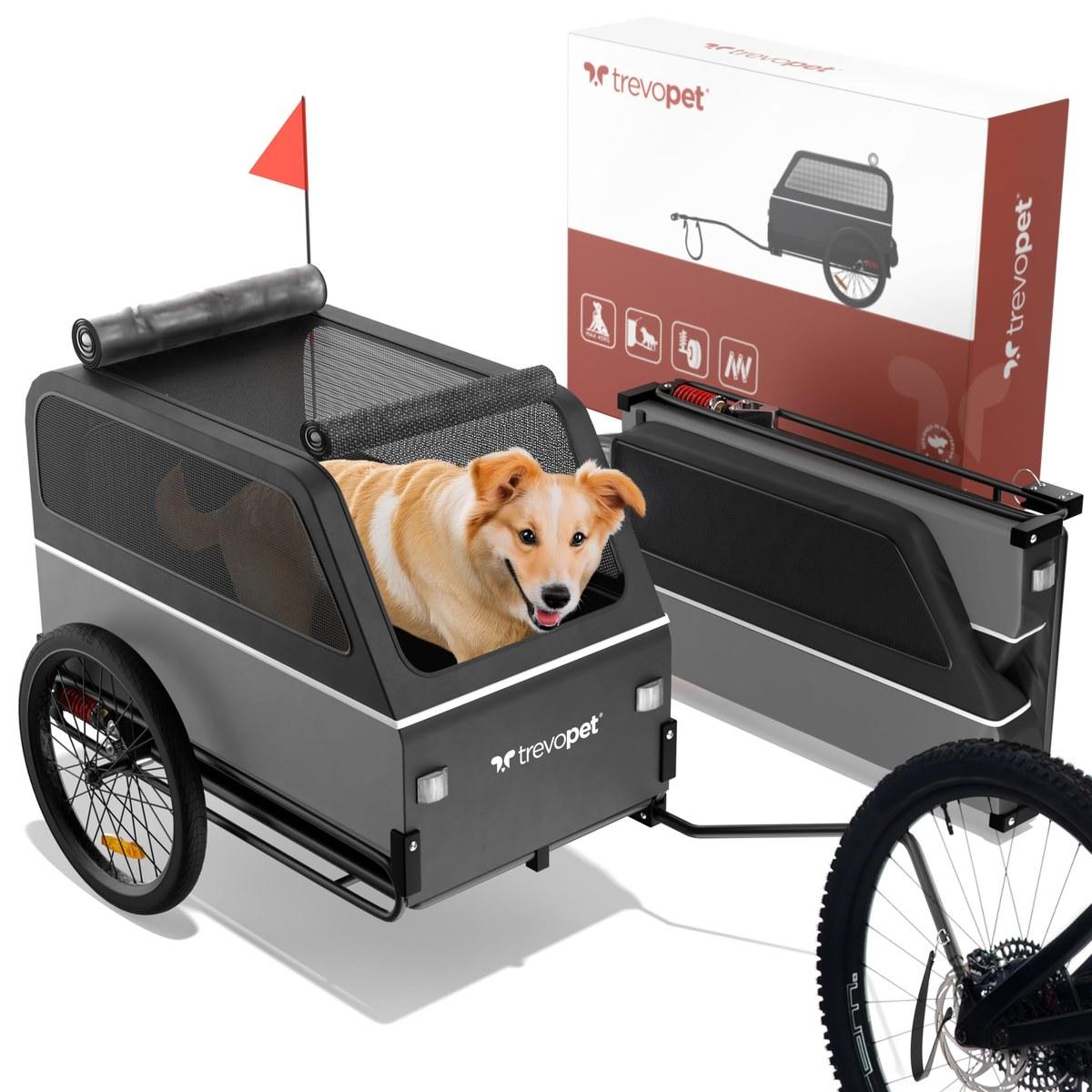 Hundekarren XL - Faltbar - Bis 45 kg - Wasserdicht - Geeignet für E-Bikes