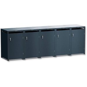 Metzler Mülltonnenbox MMB-1-5X-AN, Metall, für 5 Mülltonnen bis 240 Liter, abschließbar