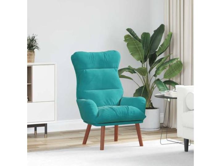 Relaxsessel, Türkis, Velours, mit Armlehnen, Gummiholz Minimalistisches Design, gepolsterte Sitzfläche, geneigte Rückenlehne, einfache Pflege, schicker Stil für Wohnzimmer oder