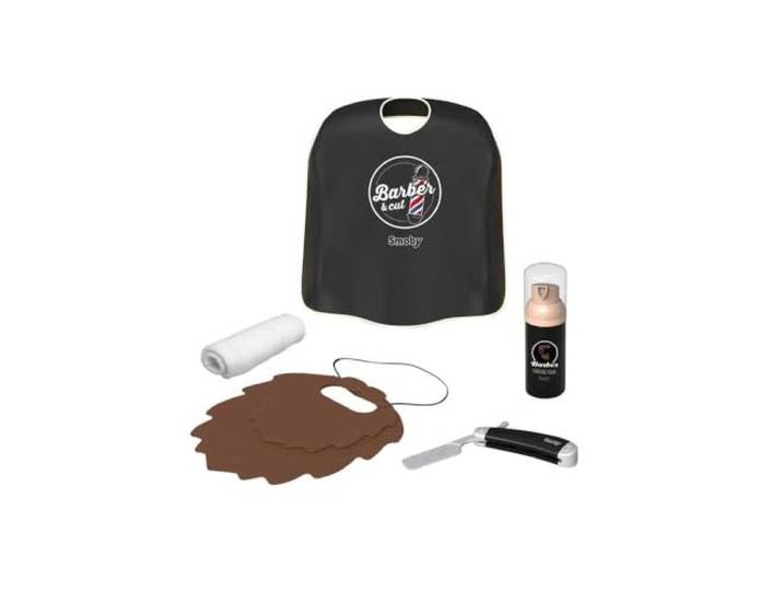 Smoby - Barber & Cut - Eerste Baard - Imitatie Barbier Speelgoed - 5 Accessoires - Baard, Stoffen Cape, Open Scheermes, Fles Nep Scheerschuim en Handdoek - Vanaf 3 Jaar