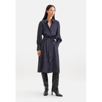 Blusenkleid SEIDENSTICKER, Damen, Gr. XL (42), Normalgrößen, Langarm, blau, 100% Viskose, gestreift, regular fit, Kleider Blusenkleid, 1/1 Kragen Gestreift