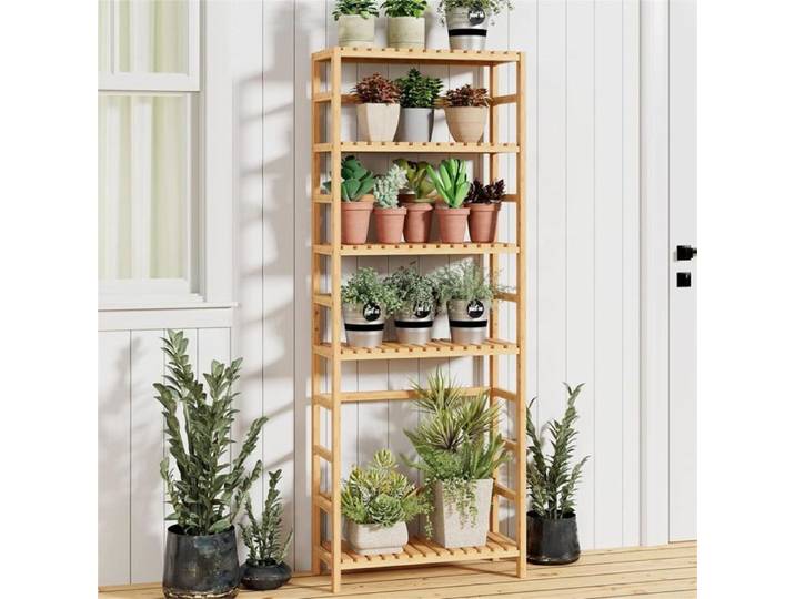 Étagère de Rangement à 6 Niveaux - Marron - Meuble pour Salon Cuisine Bureau - 60x26x161cm