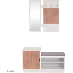 HTI-Living, Garderobe + Kleiderstange, Garderobe Dana mit Schuhbank Weiss