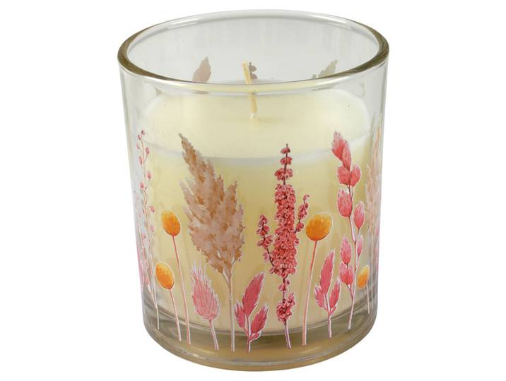 Duftkerze Blumenromanze, Stimmungskerze im Glas, pure Harmonie, Ø 9 x H 10 cm