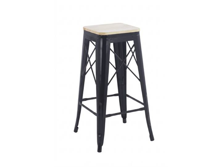 4er Set Valix Naturholz Hocker 76 cm - Schwarz