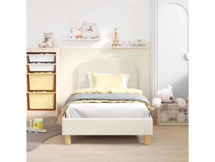 BEAU Lit simple，Lit adulte - Cadre de lit pour enfants - avec tête de lit - Crème - 80x160 cm - 1 place[12627]