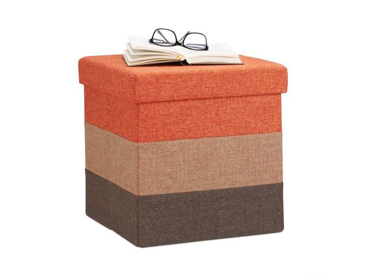 Relaxdays Gepolsterter Hocker mit bunten Streifen