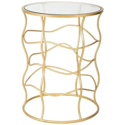 TISCH aus Metall und Glas, golden, 46x60cm