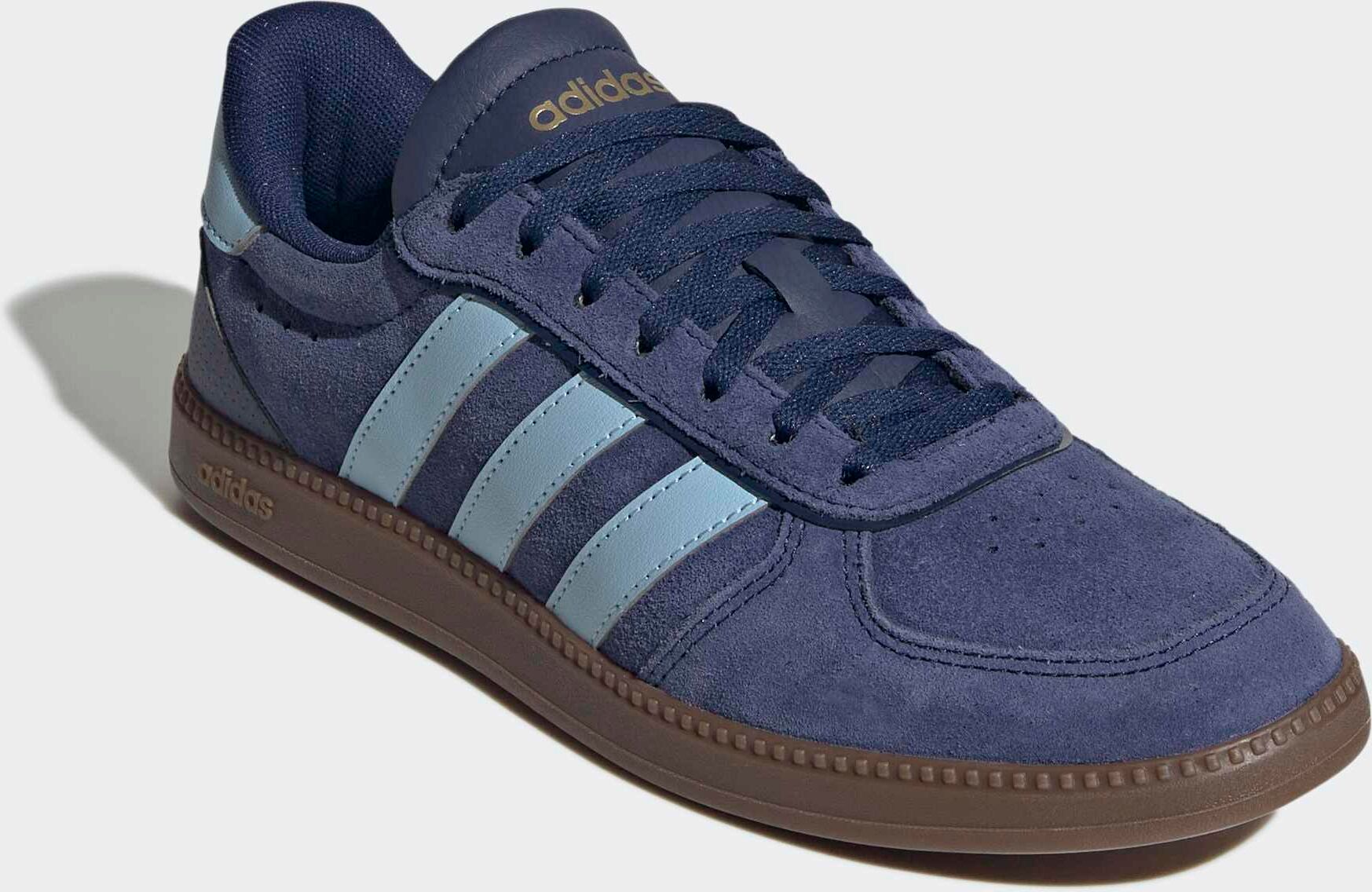 Sneaker ADIDAS SPORTSWEAR "BREAKNET SLEEK", Damen, Gr. 39, dunkelblau, clear sky, gum5, Leder, Synthetik, Schuhe Sneaker, inspiriert vom Design des adidas handball spezial dunkelblau, clear sky, gum5 39