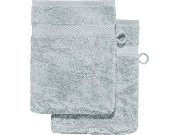 Erwin Müller Waschhandschuh 2er-Pack, Serie Sindelfingen, 100% Baumwolle hellgrau Größe 15x21 cm - Kochfest und trocknergeeignet, saugstarke, langlebige Wohlfühlqualität