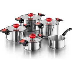 Kopf -Set Nelo 9-teilig aus hochwertigem, Pfannenset + Topfset, Silber