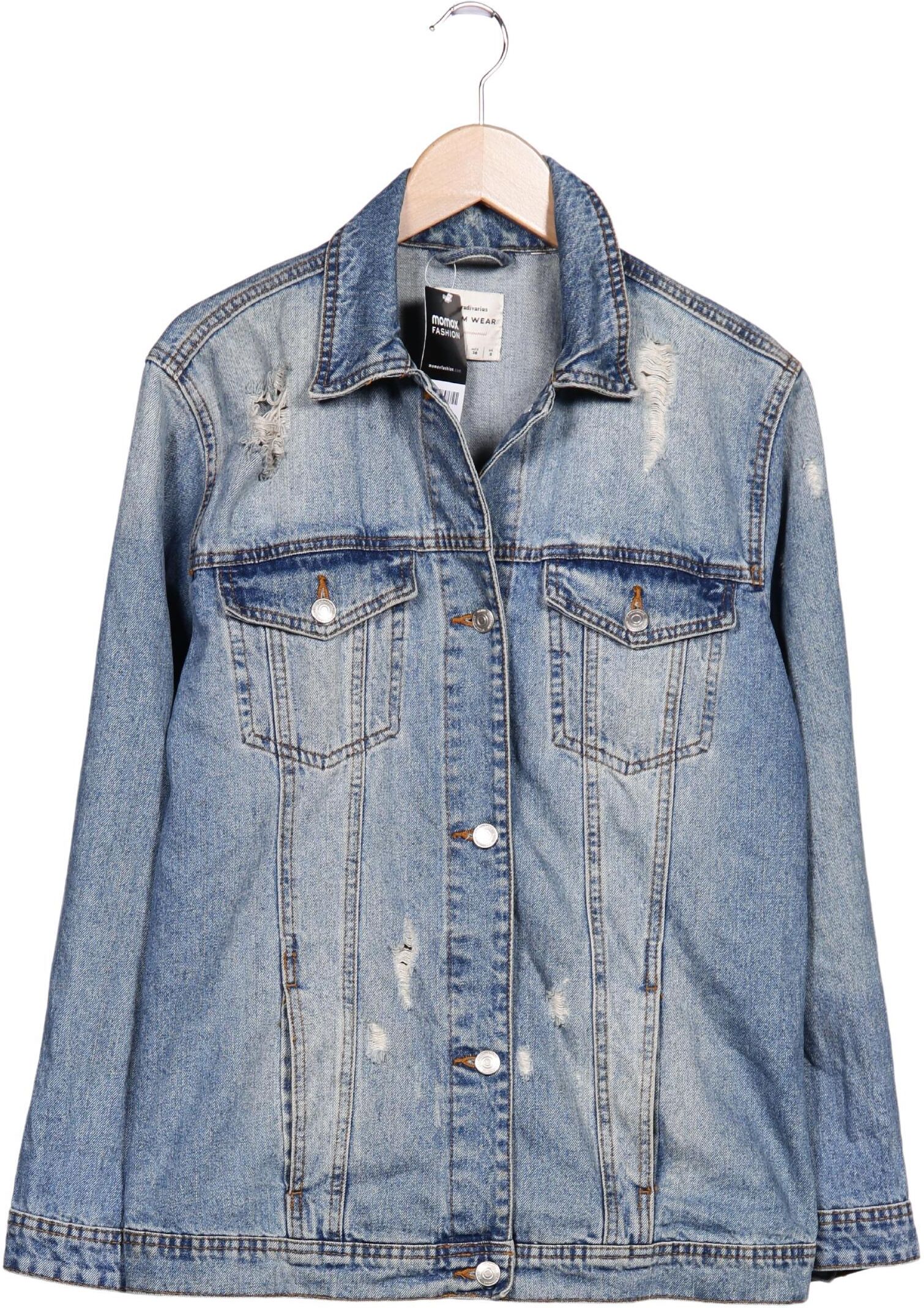 Stradivarius Damen Jacke, Hellblau, Gr. S, Baumwolle - Second Hand