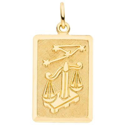 Sternzeichenanhänger JOBO "Sternzeichen eckig mit Sternbild 20 mm", gold (gelbgold 333), Schmuckanhänger, Damen, Waage, Gelbgold 333, 8 Karat 333 Gold